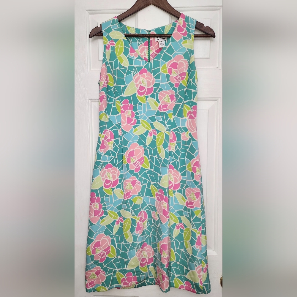 Lilly Pulitzer Sleeveless Silk Blend Multicolor Floral Midi Dress Size 4
